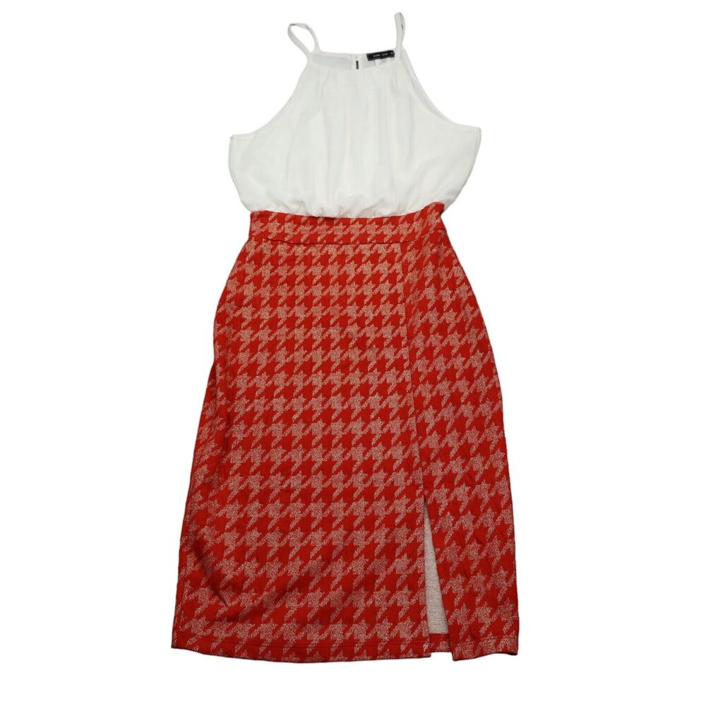 Kimcine Dress Womens S Multicolor Sleeveless Halter Neck Slit Pencil Cut